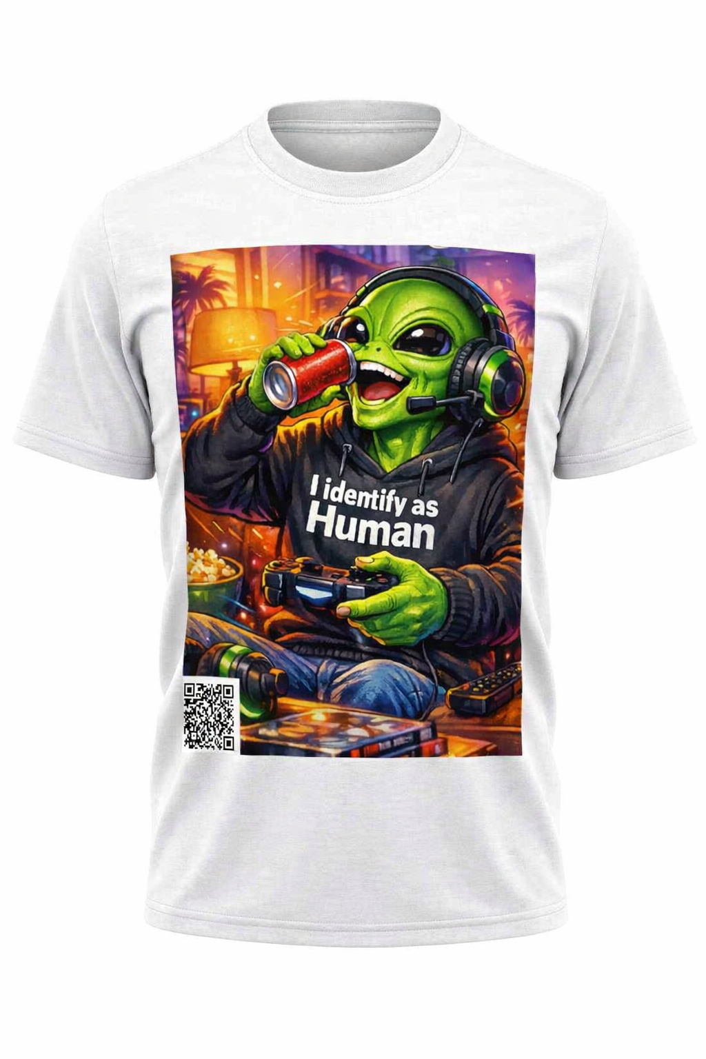 👽 I Identify as Human — Alien Gamer Tee